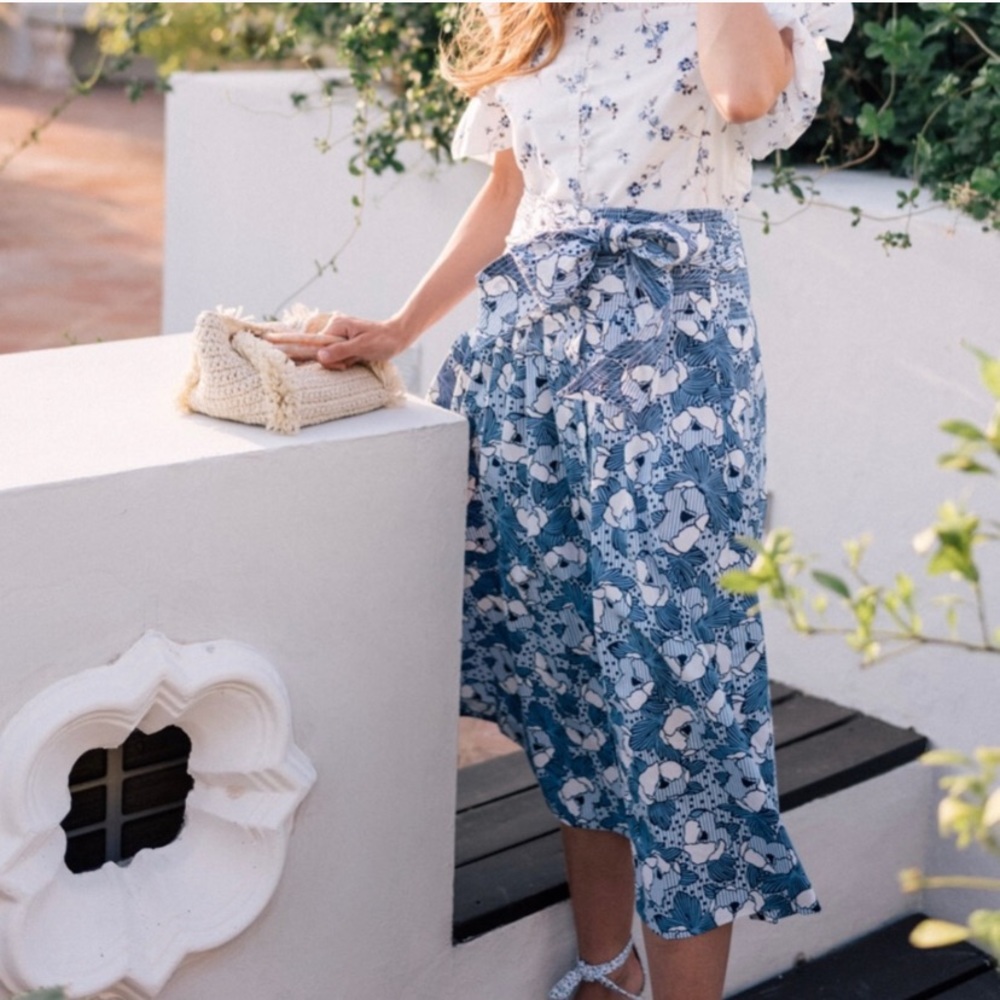Veronica Beard Caralina Tie-Waist Midi Skirt - Picture 2 of 8
